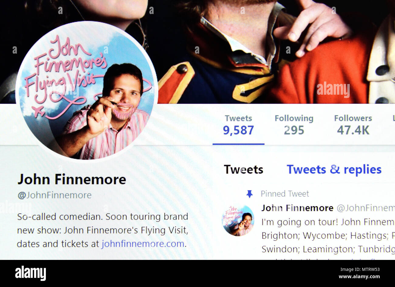 John Finnemore Twitter page (2018) Stock Photo