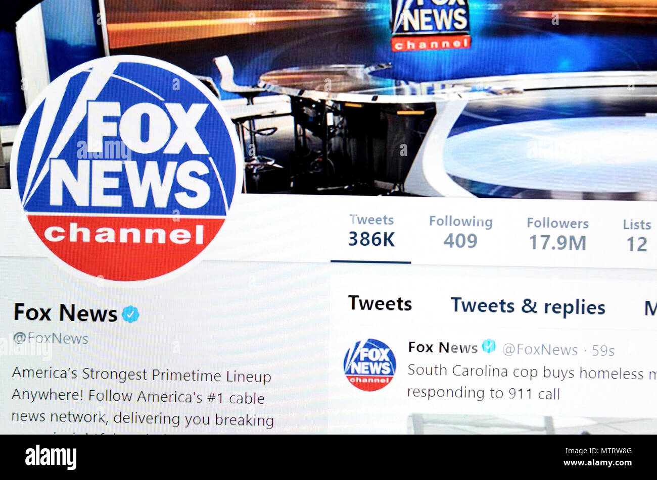 Fox News Twitter page (2018) Stock Photo