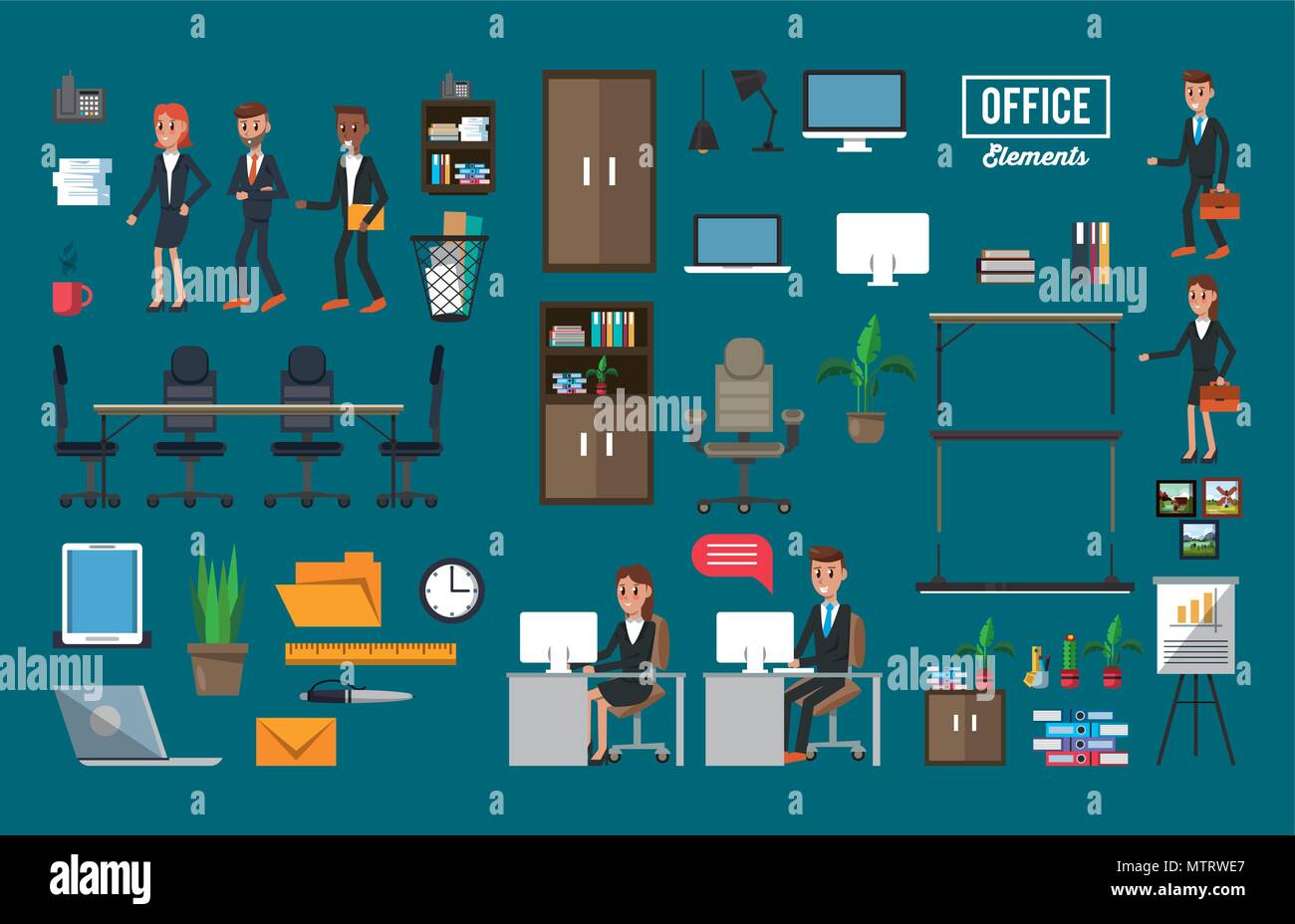 Set of office elements Stock Vector Image & Art Alamy