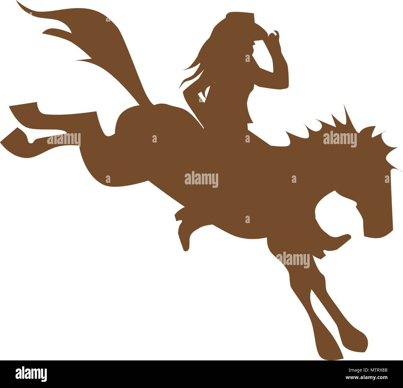 cowgirl ride wild horse Stock Vector