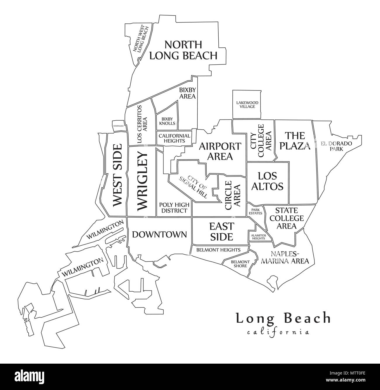 map of long beach california Modern City Map Long Beach California City Of The Usa With