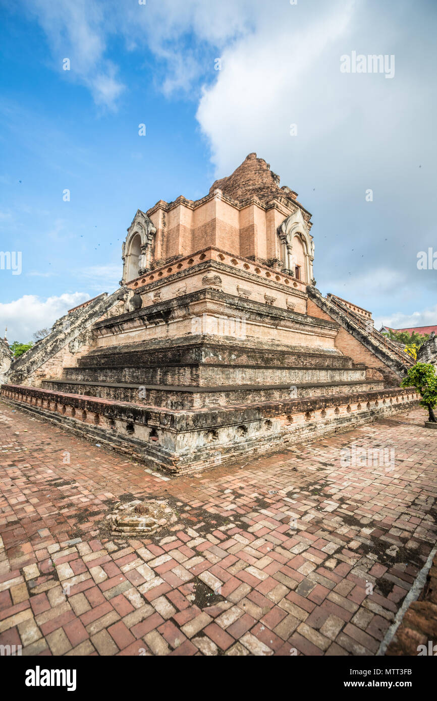 Ruins of Wat Chedi Luang in Chiang Mai Stock Photo