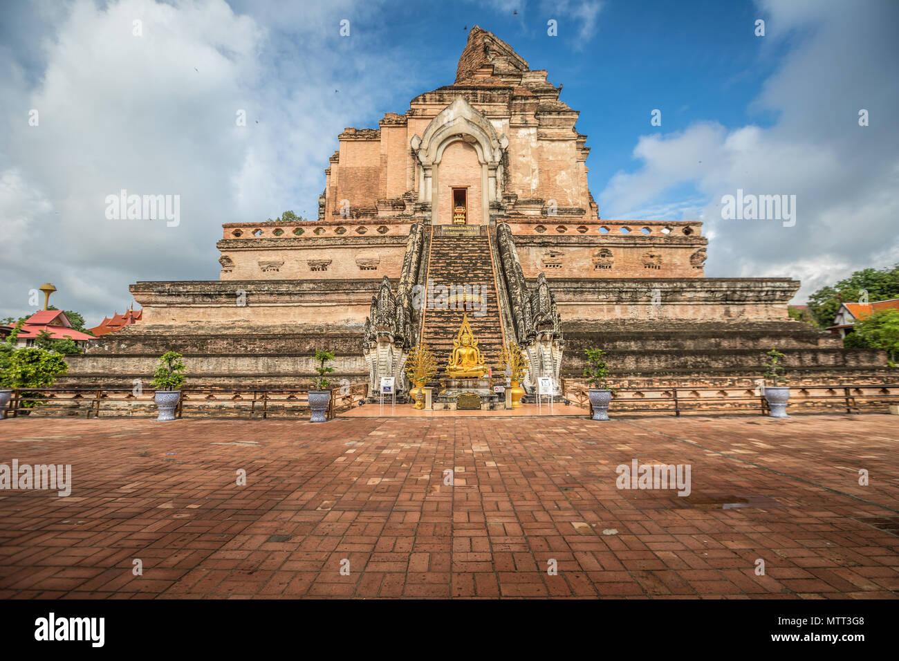 Wat Chedi Luang in Chiang Mai Thailand Stock Photo