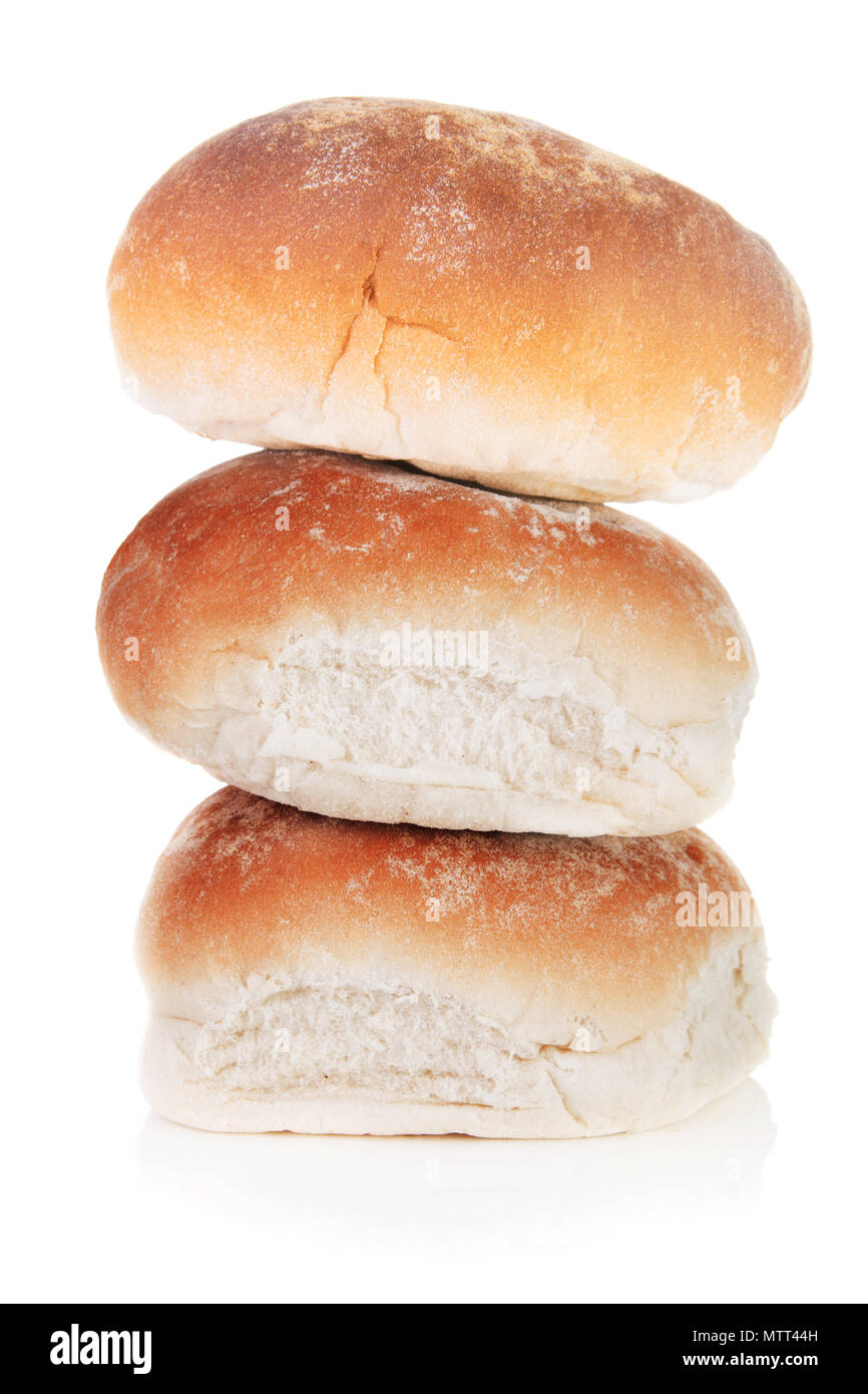 A stack of breakfast rolls isolated on a white background Stock Photo
