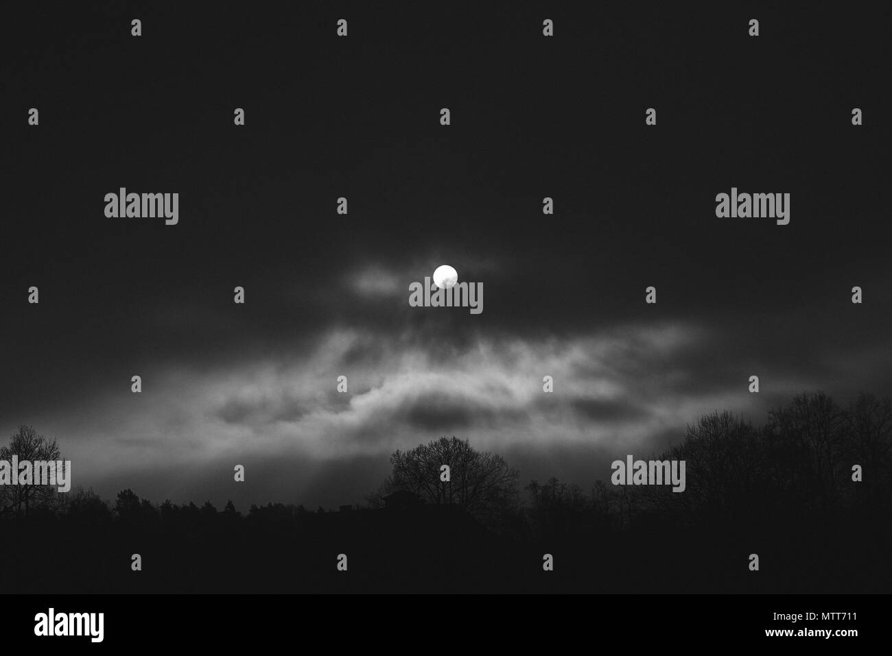 Blue sky with clouds sunny Black and White Stock Photos & Images - Alamy