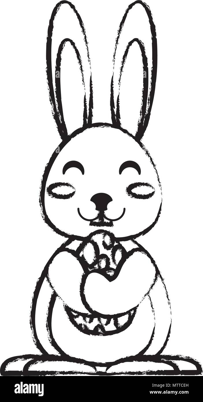 cute bunny with easter egg over white background, vector illustration ...