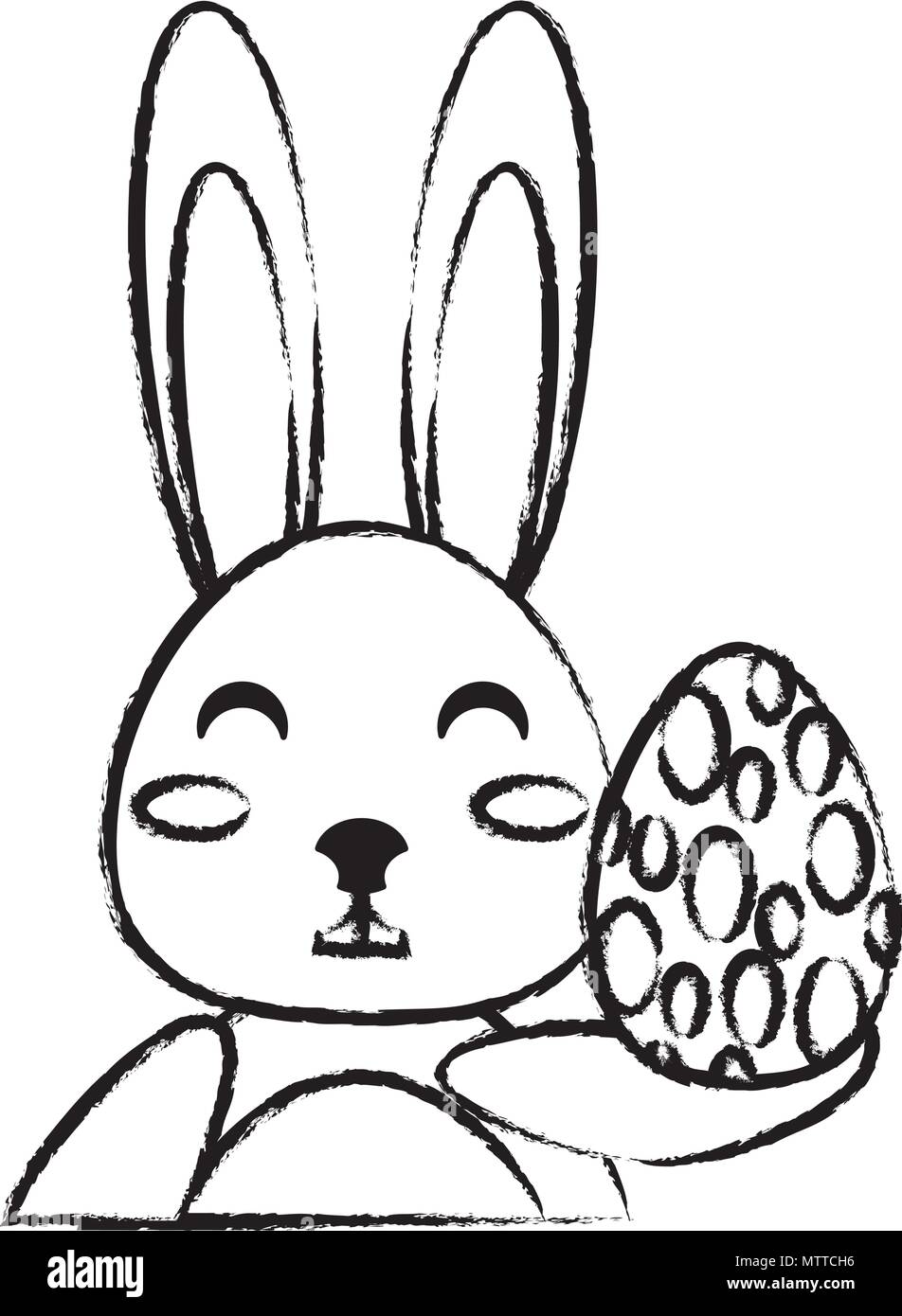 cute rabbit with easter egg over white background, vector illustration ...