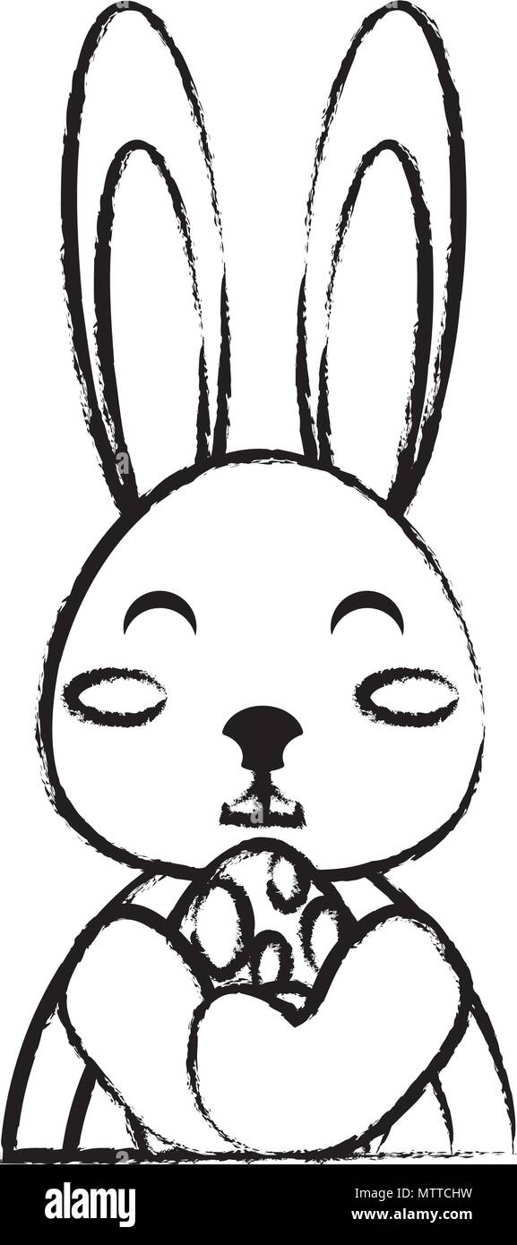 cute bunny with easter egg over white background, vector illustration ...