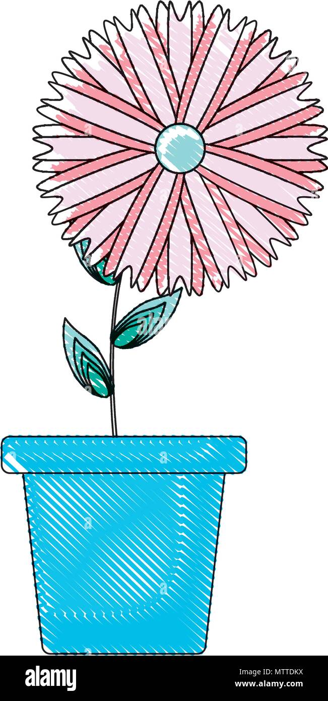 beautiful flower in a flowerpot icon over white background, colorful ...
