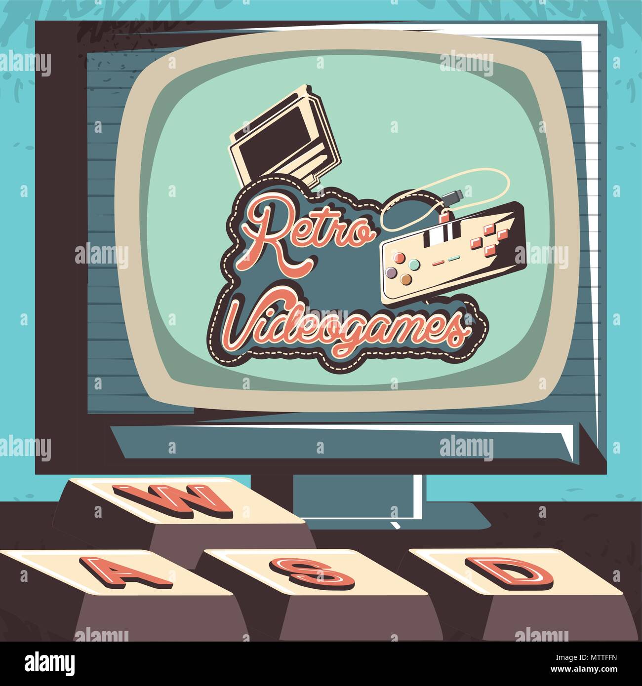 video game retro with computer vector illustration design Stock Vector ...