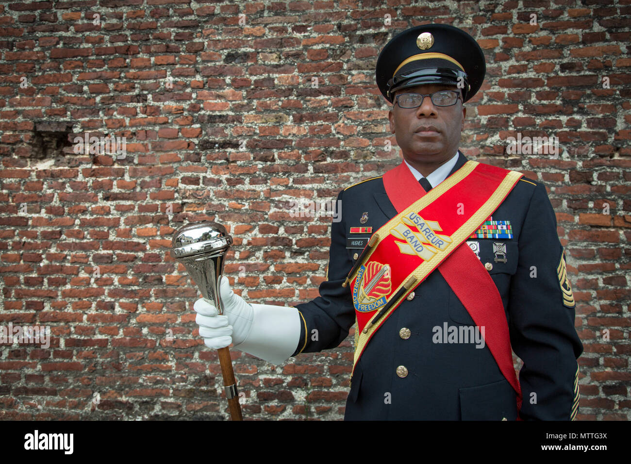 Drum major SGM Jesse L. Hughes, at the Citadelle 350 anniversary, May 25, 2018, Lille, France.  US Army photo by Sgt Joseph Agacinski/released. Stock Photo