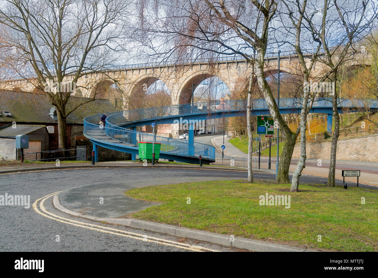 Durham, railway viaduct, city centre,  County Durham, England, Stock Photo