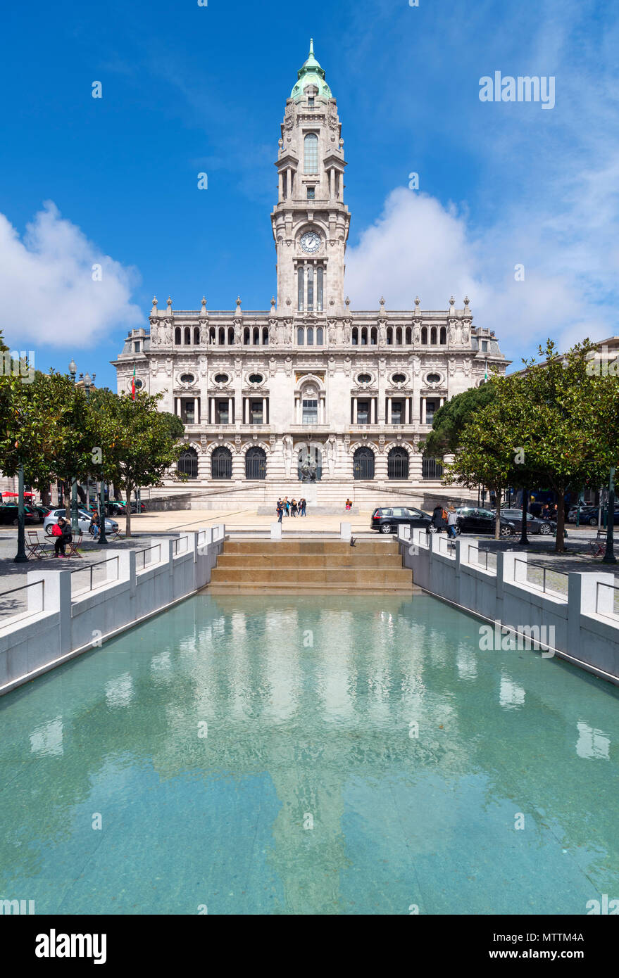 The town Hall, Praca do Municipio, Avenida dos Aliados, Porto, Portugal Stock Photo