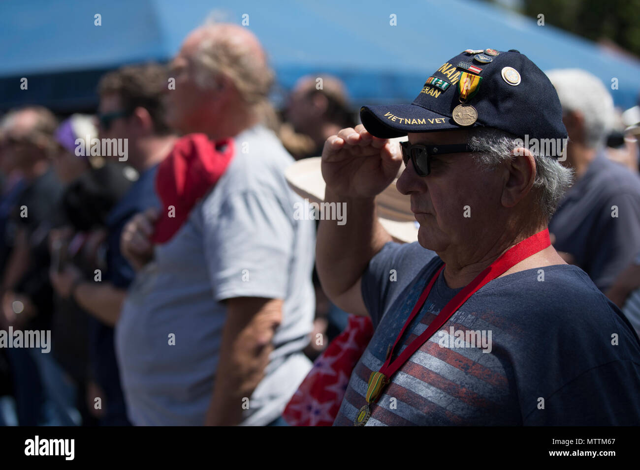 A U.S. Marine Veteran Salutes During The 5th Marines Vietnam War ...