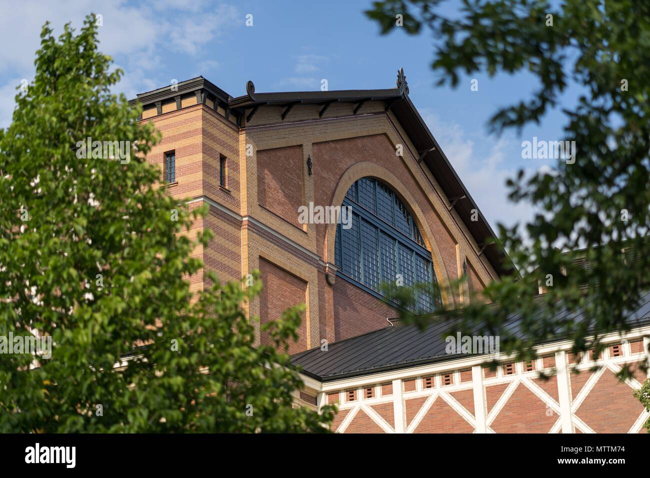 Detail shot of the famous bayreuth wagner festival theatre from the side. Stock Photo