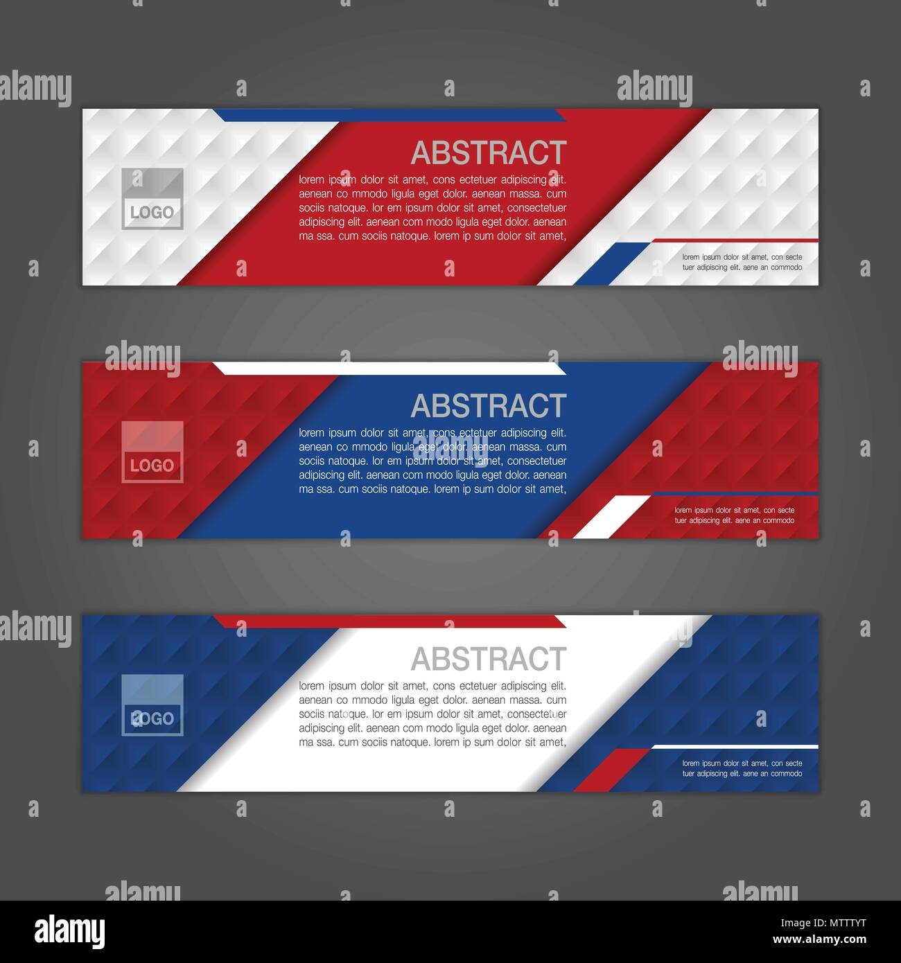 Russian Banner Pattern Geometric abstract banner background with Russia flag colors. Three ...