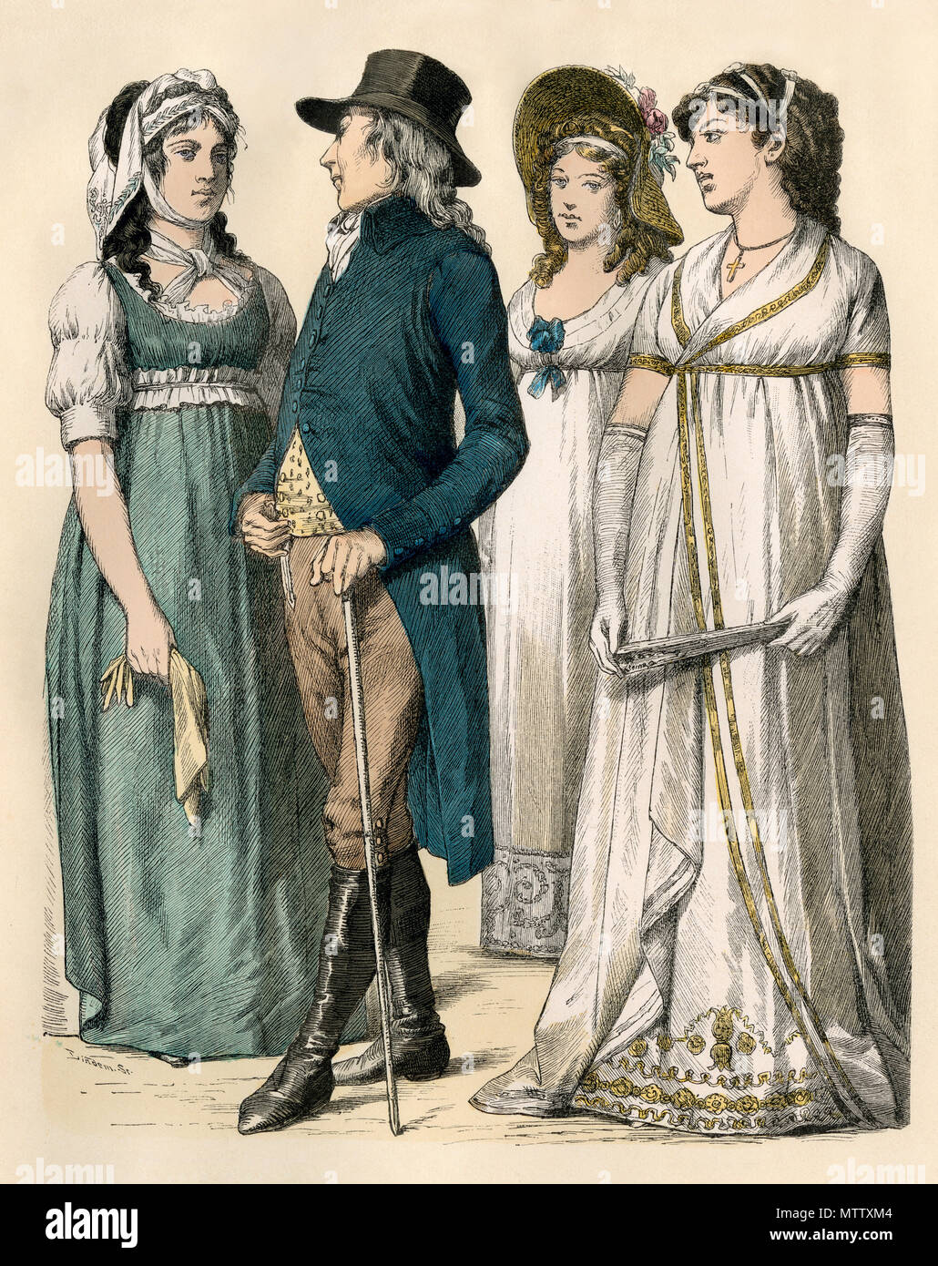 Berliners of the 1790s. Hand-colored print Stock Photo