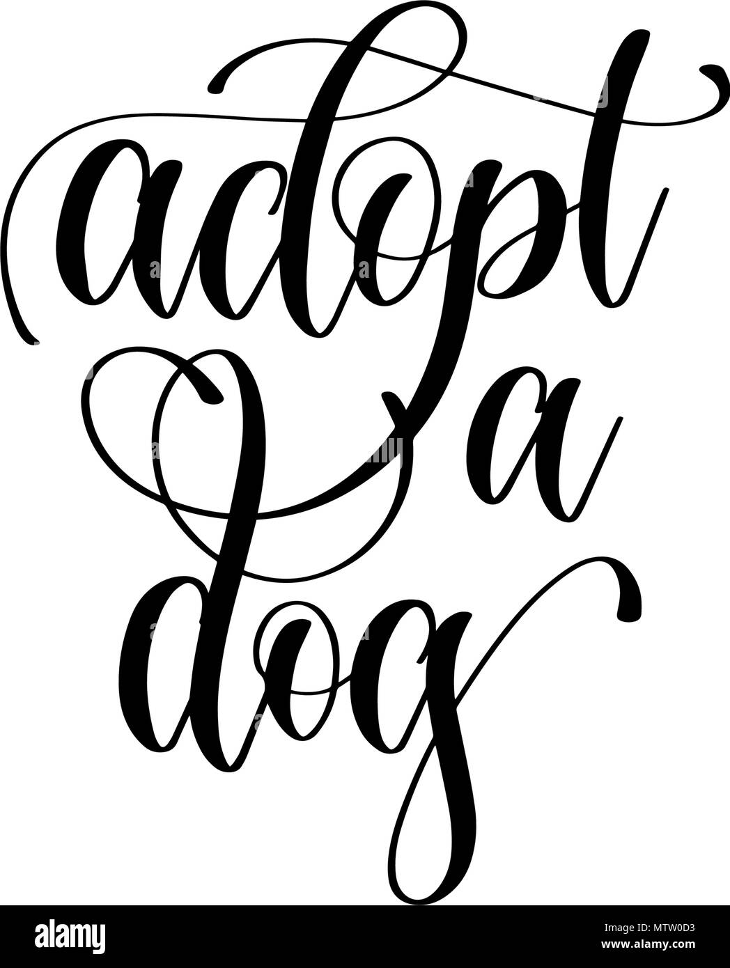 adopt a dog - hand lettering text positive quote Stock Vector Image ...