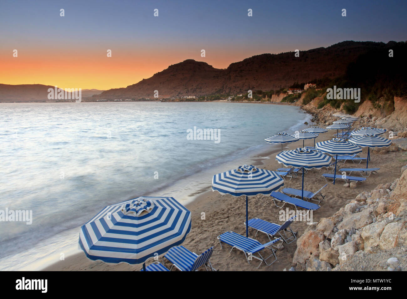 Pefkos beach in Rhodes island Stock Photo