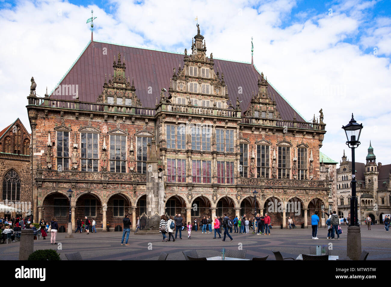 city hall at the market place, Bremen, Germany.  Rathaus am Marktplatz, Bremen, Deutschland. Stock Photo