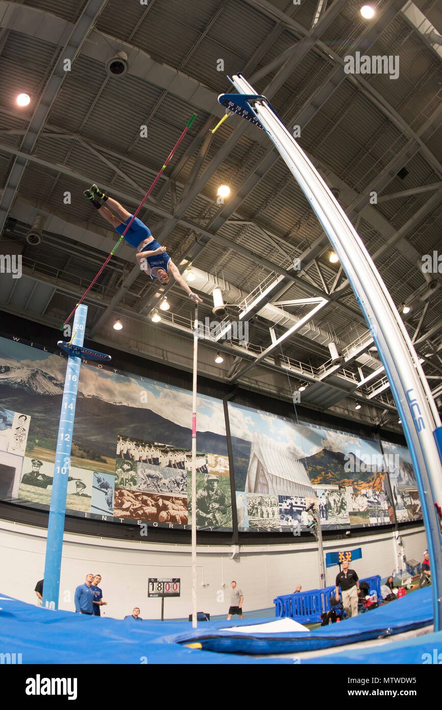 Kyle Pater, a senior, competes in the pole vault at the 27thannual Air