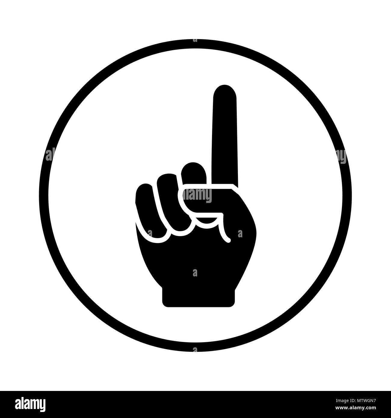 One finger line art icon in Circle, Hand showing number one symbol, hand gesture with a raised index finger - Vector iconic design Stock Vector