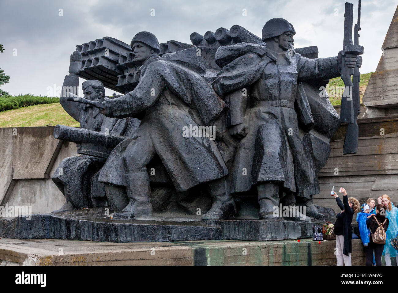 Proud Ukrainians Toasting Heros At The War Memorial Monument Complex, Kiev, Ukraine Stock Photo