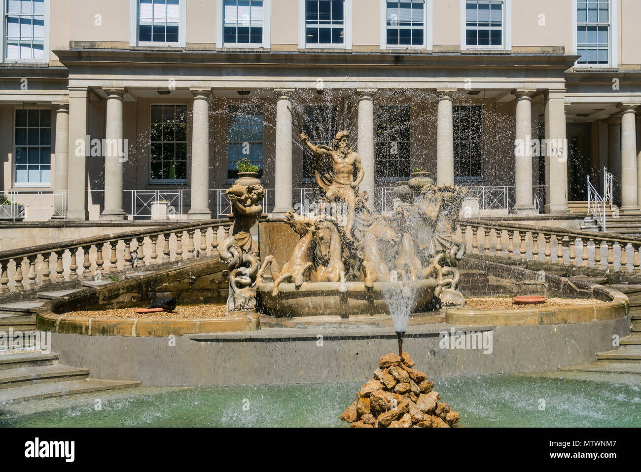 Neptune fountain, Municipal offices, Cheltenham, Gloucestershire, England UK Stock Photo