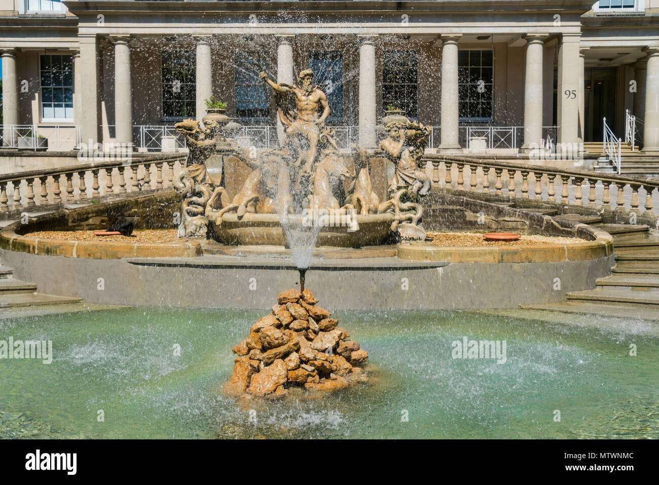 Neptune fountain, Municipal offices, Cheltenham, Gloucestershire, England UK Stock Photo