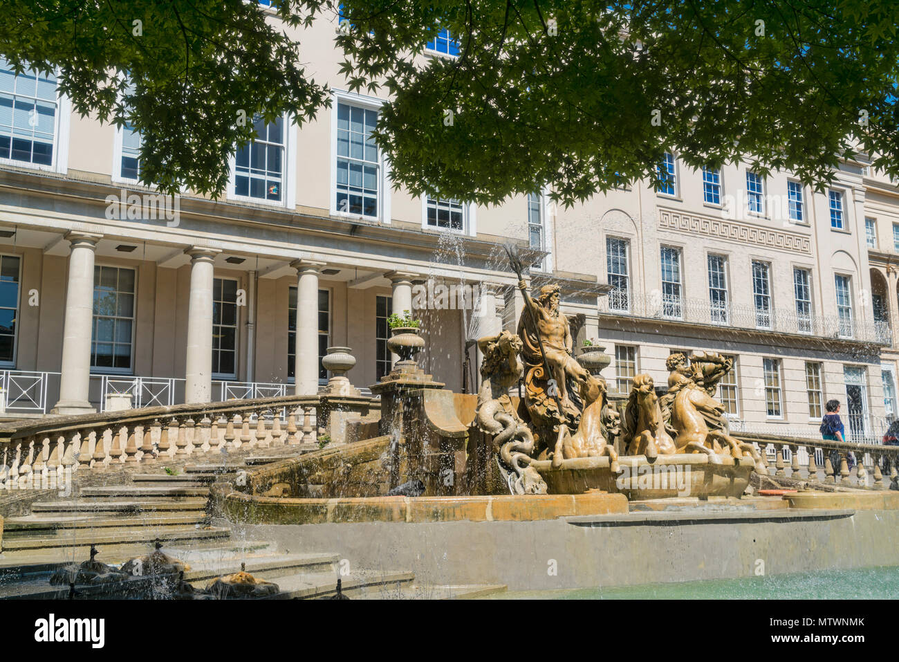 Neptune fountain, Municipal offices, Cheltenham, Gloucestershire, England UK Stock Photo