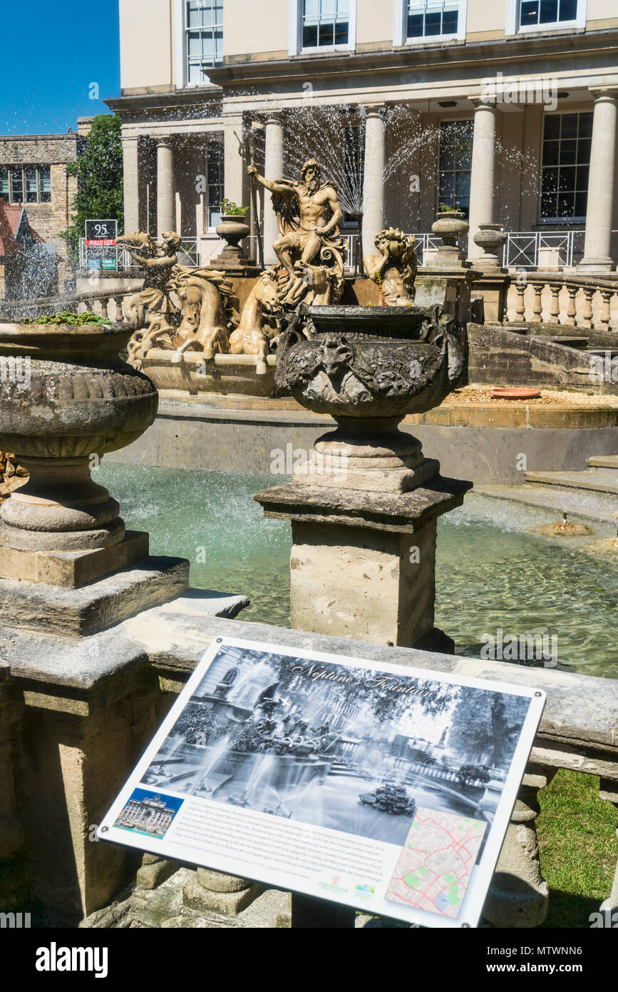 Neptune fountain, Municipal offices, Cheltenham, Gloucestershire, England UK Stock Photo