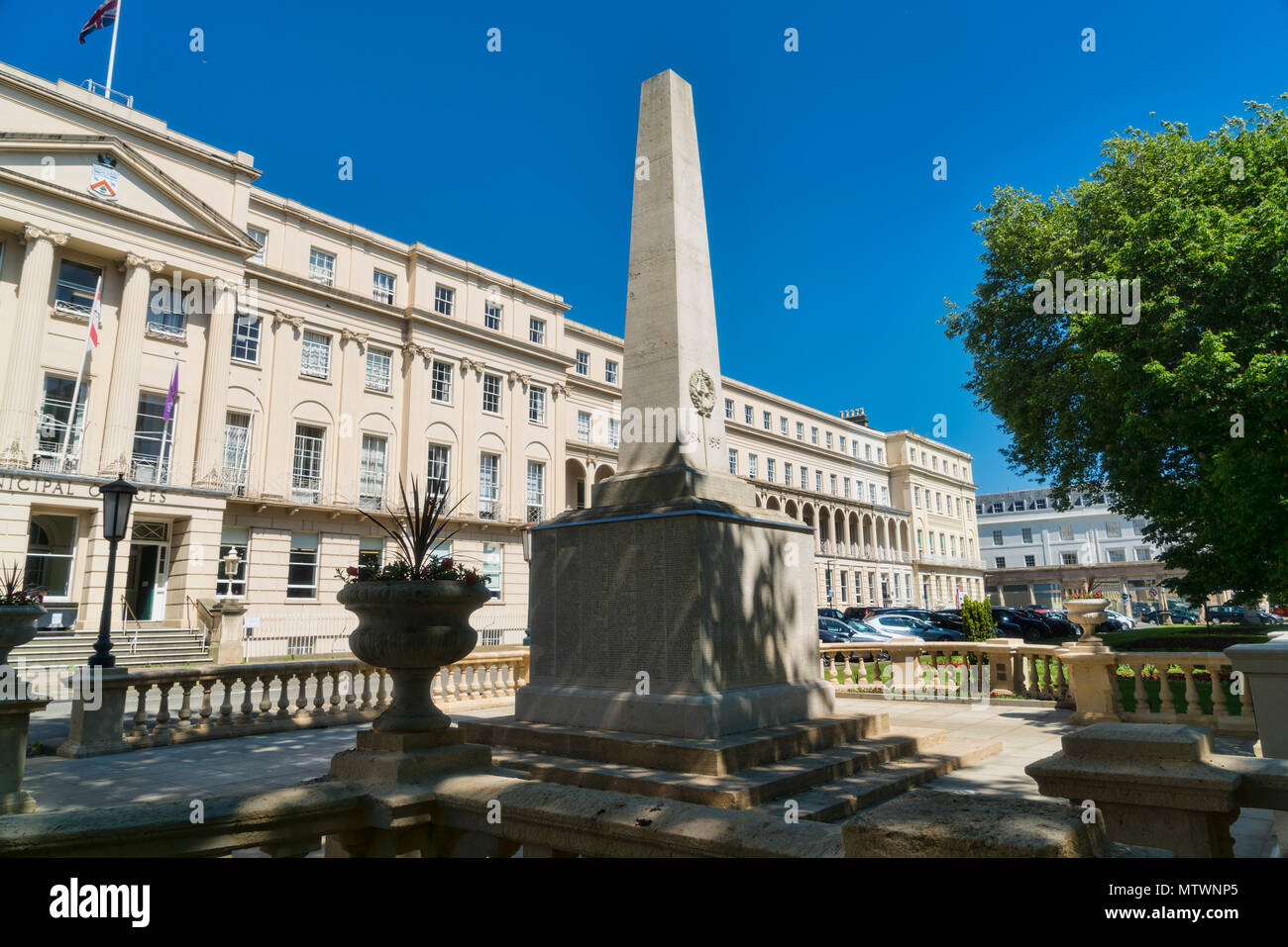 Municipal offices, The Promenade, street, Cheltenham, Gloucestershire, England UK Stock Photo