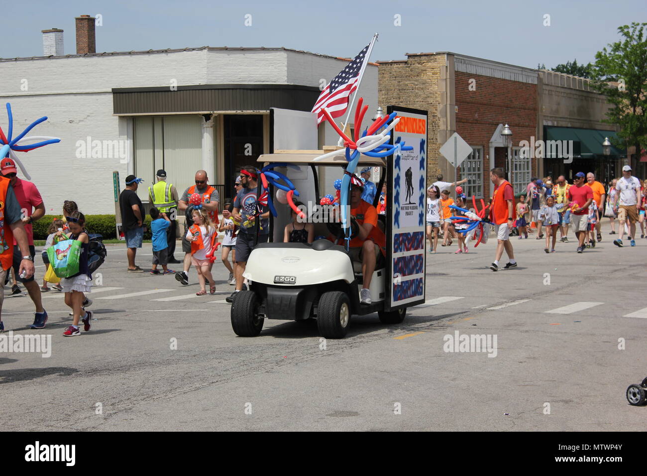Scene from the Memorial Day Parade in small town Park Ridge, Illinois