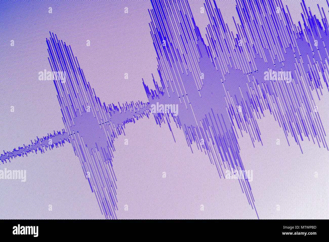 Audio sound wave studio editing computer program screen showings sounds ...