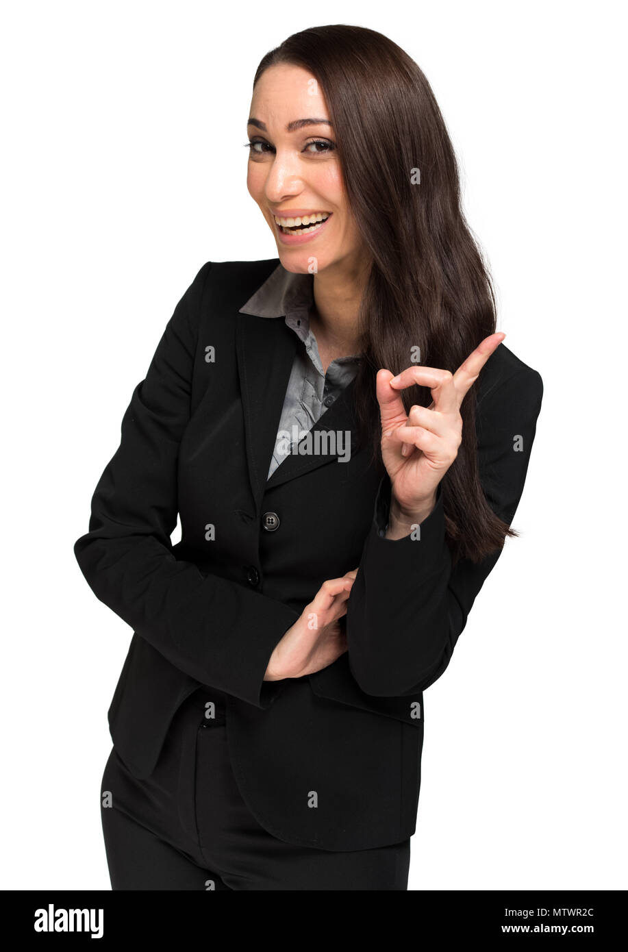 Portrait of happy business woman isolated on white background Stock ...