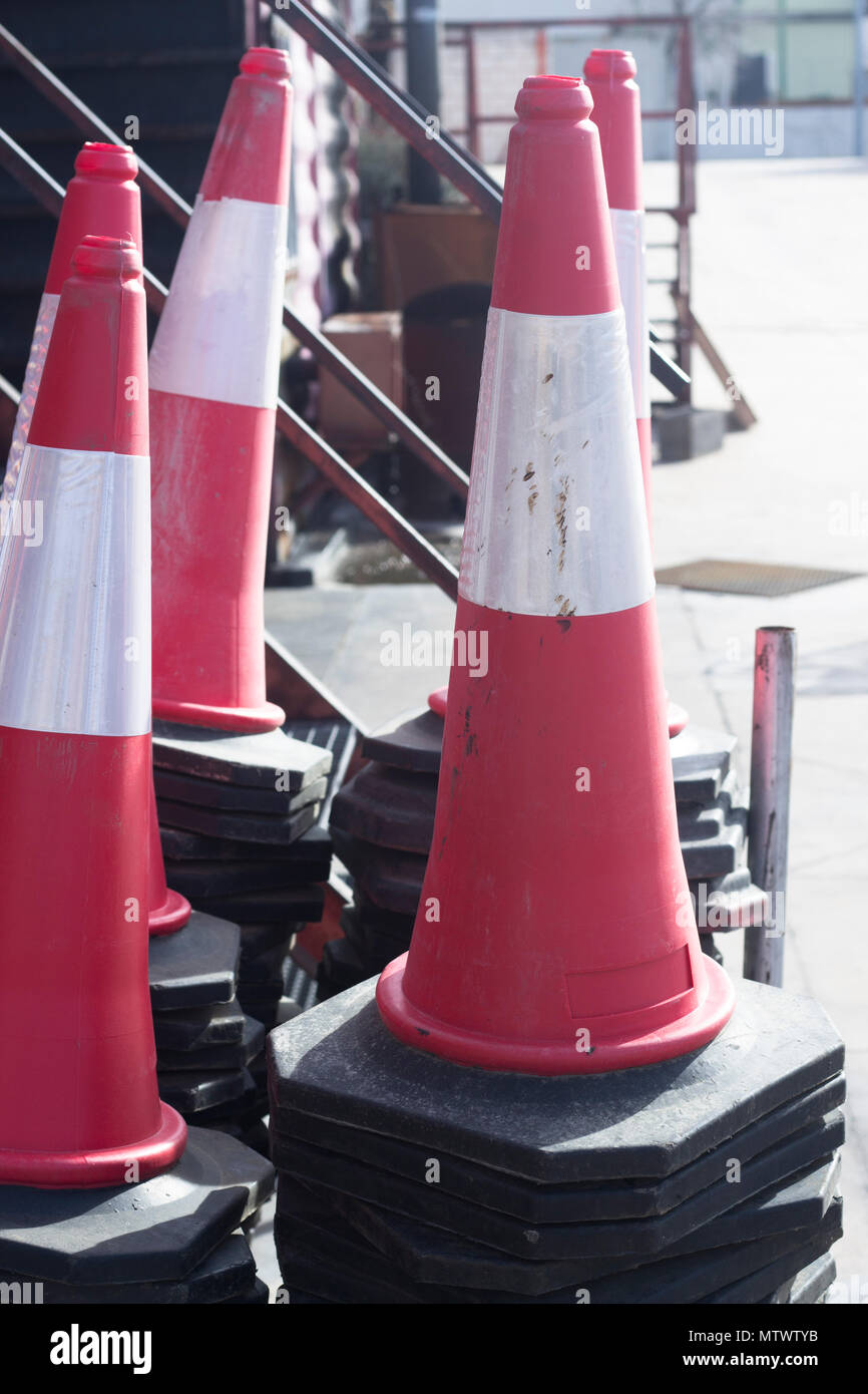 Fire station firefighter training equipment Traffic cones bollards used by fireman to simulate