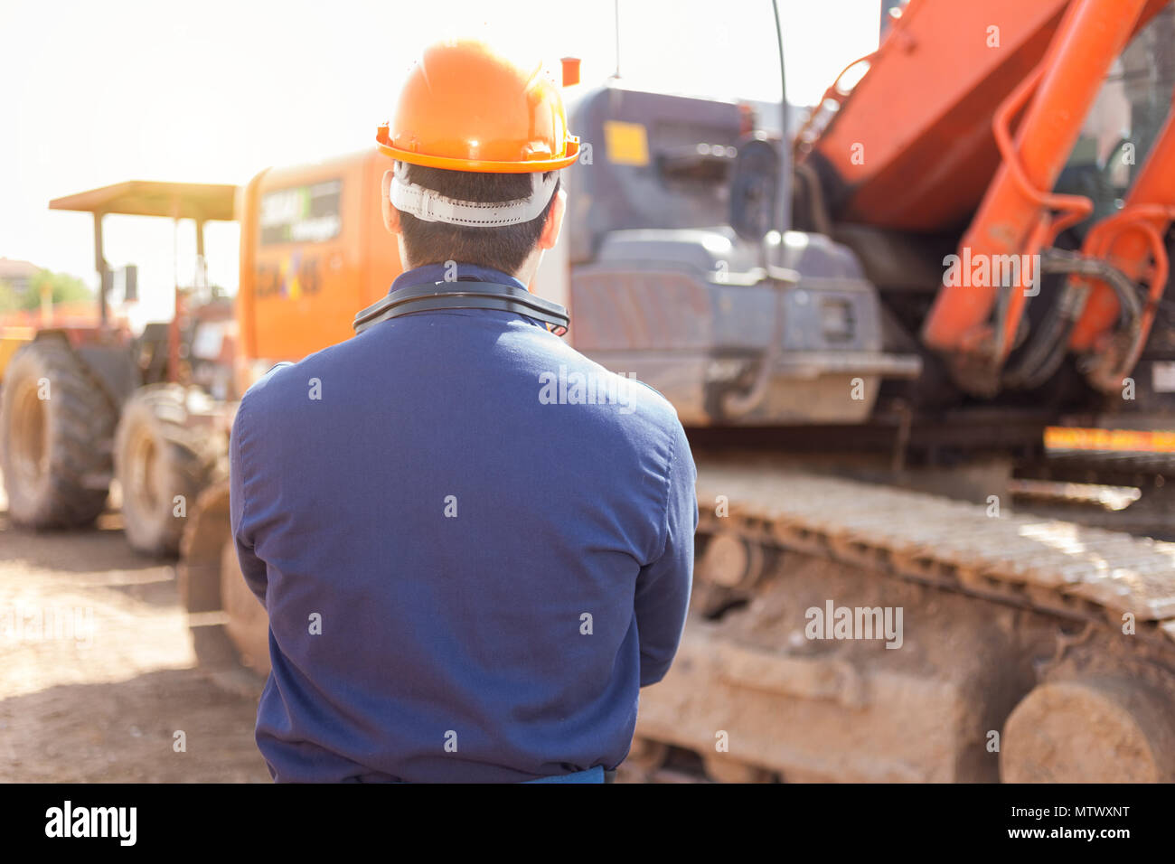 Portrait of worker in a construction site Stock Photo - Alamy