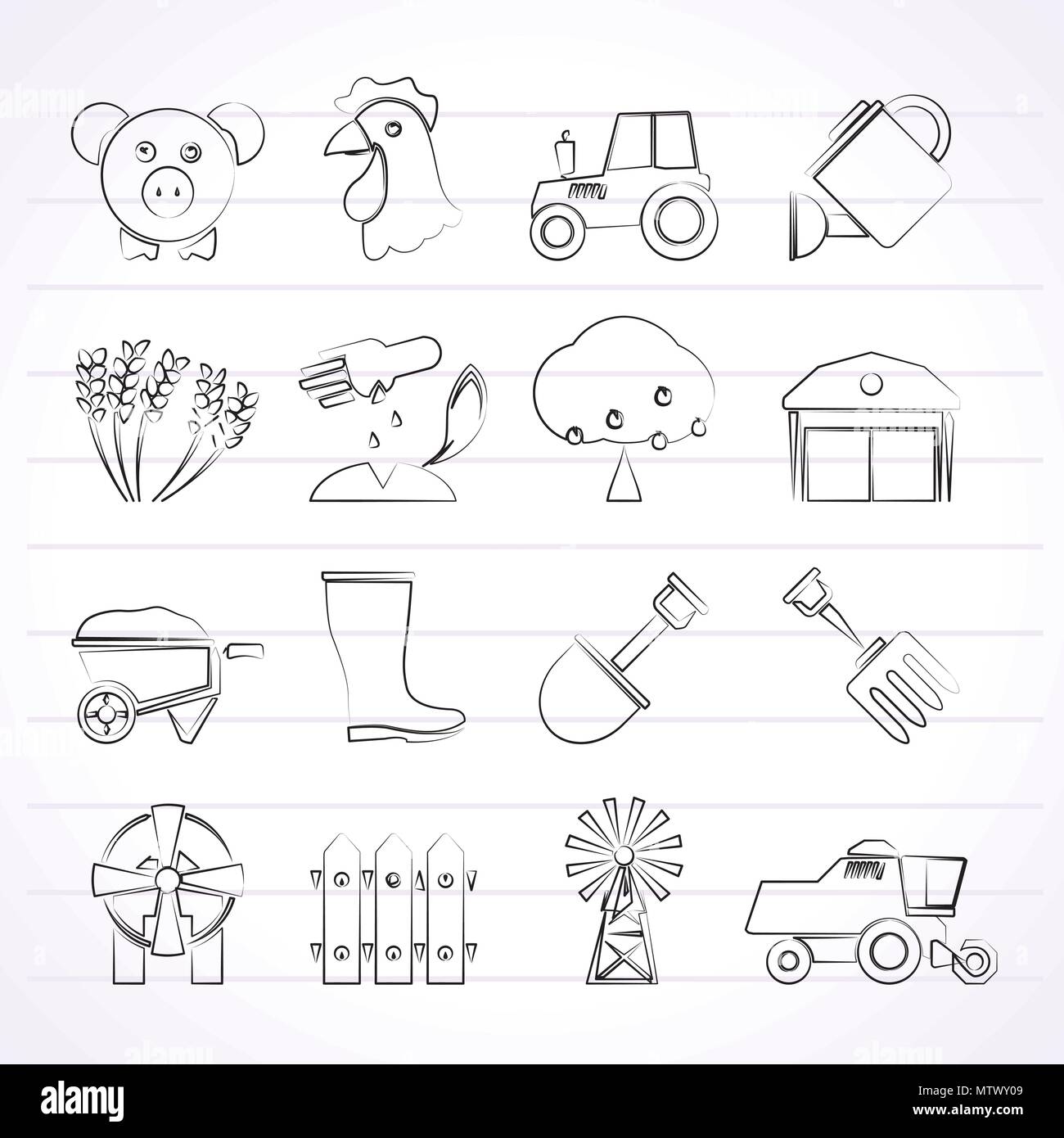 Agriculture and farming icons - vector icon set Stock Vector Image ...