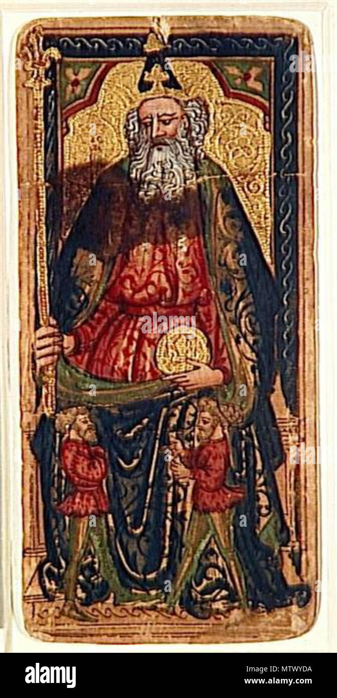 . English: The Emperor - the only surviving trump card of the so-called Rothschild Tarot, 15th century. 1 May 2014, 09:39:46. Image: Italian artist of the 15th century, identity unsure. File created by Ross Caldwell. 529 Rothschild-Tarot Emperor Stock Photo