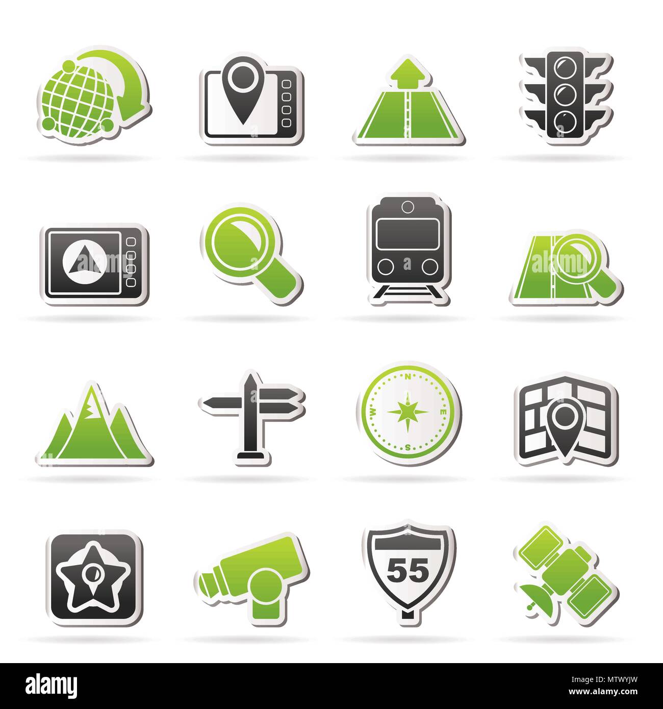 Map, navigation and Location Icons -vector icon set Stock Vector