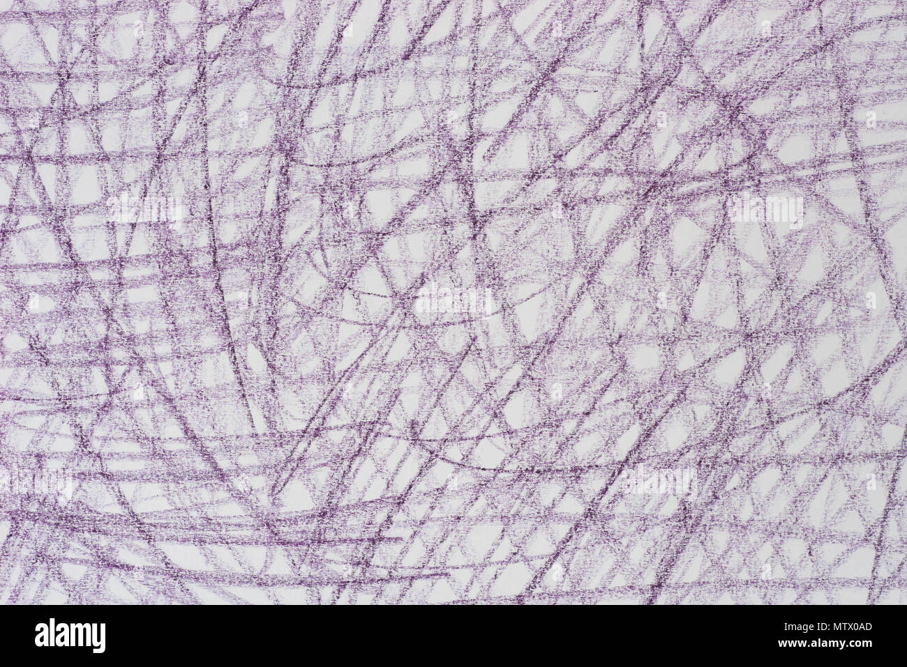violet crayon doodles on white paper background texture Stock Photo