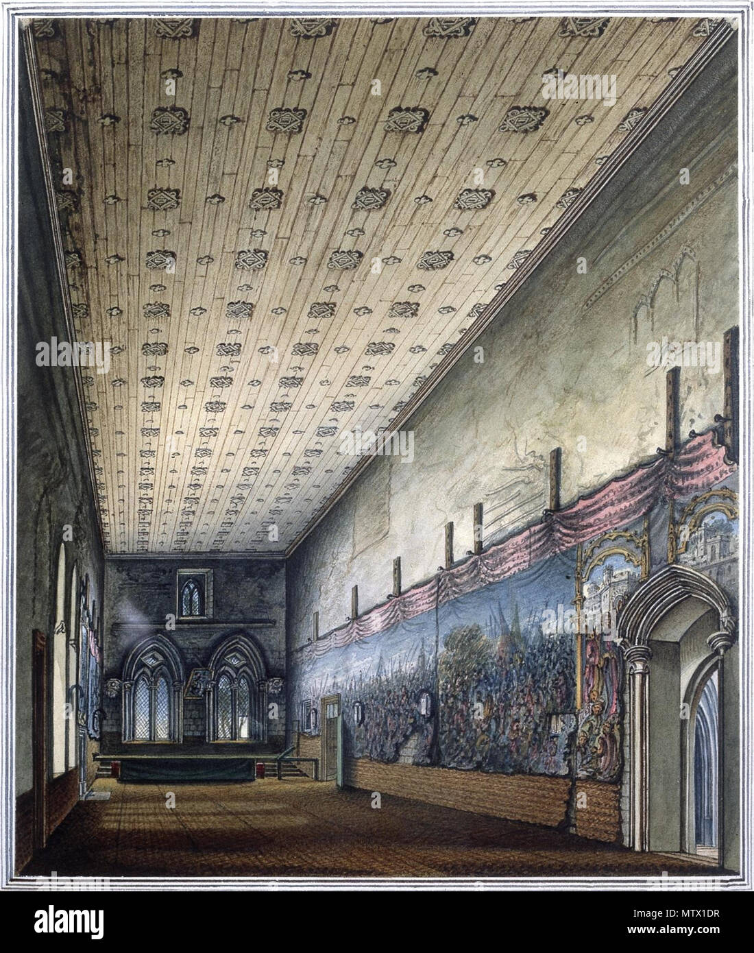 . Watercolour of the Painted Chamber in Westminster Palace . 1799. William Capon 463 Painted Chamber Westminster William Capon 1799 Stock Photo