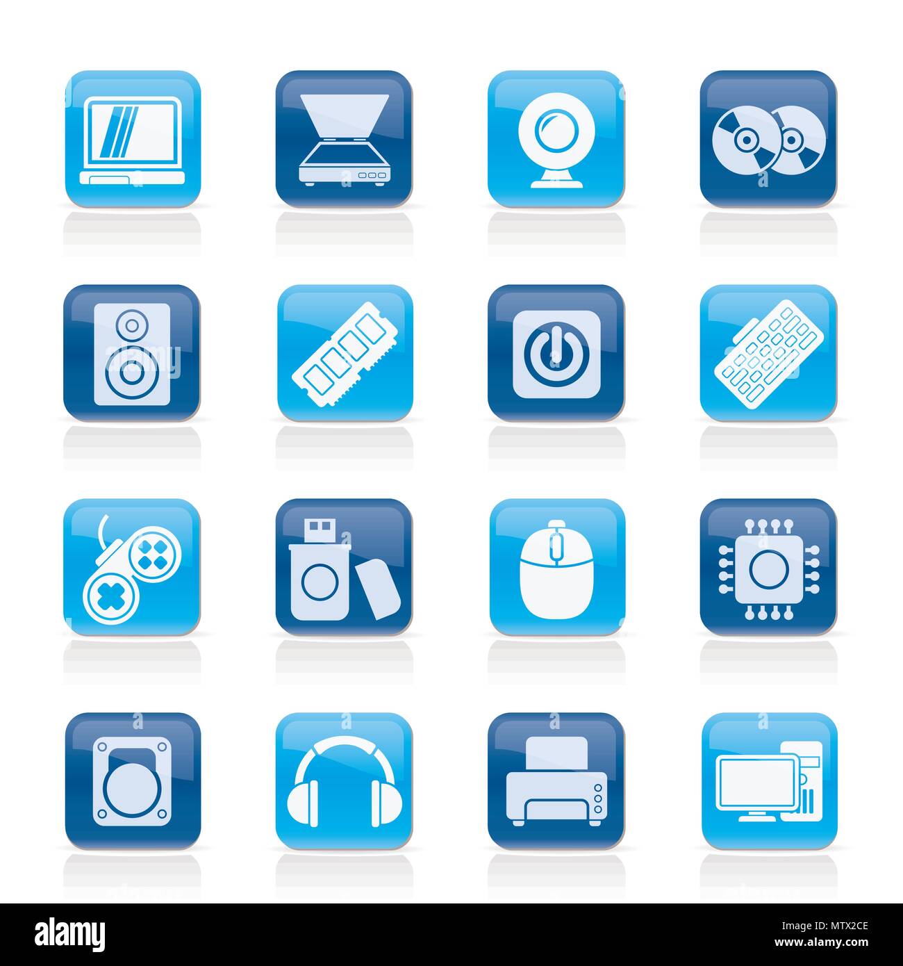 Computer Parts and Devices icons vector icon set Stock Vector Image