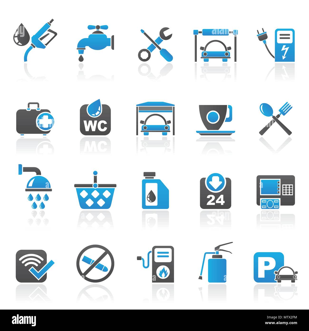 Petrol station icons - vector icon set Stock Vector