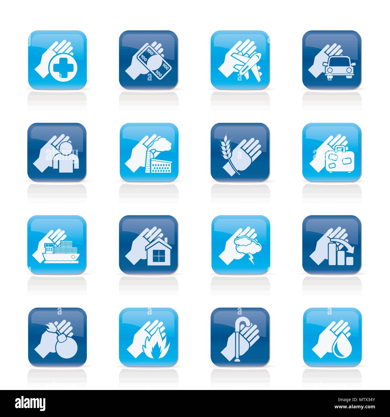 Insurance and risk icons - vector icon set Stock Vector