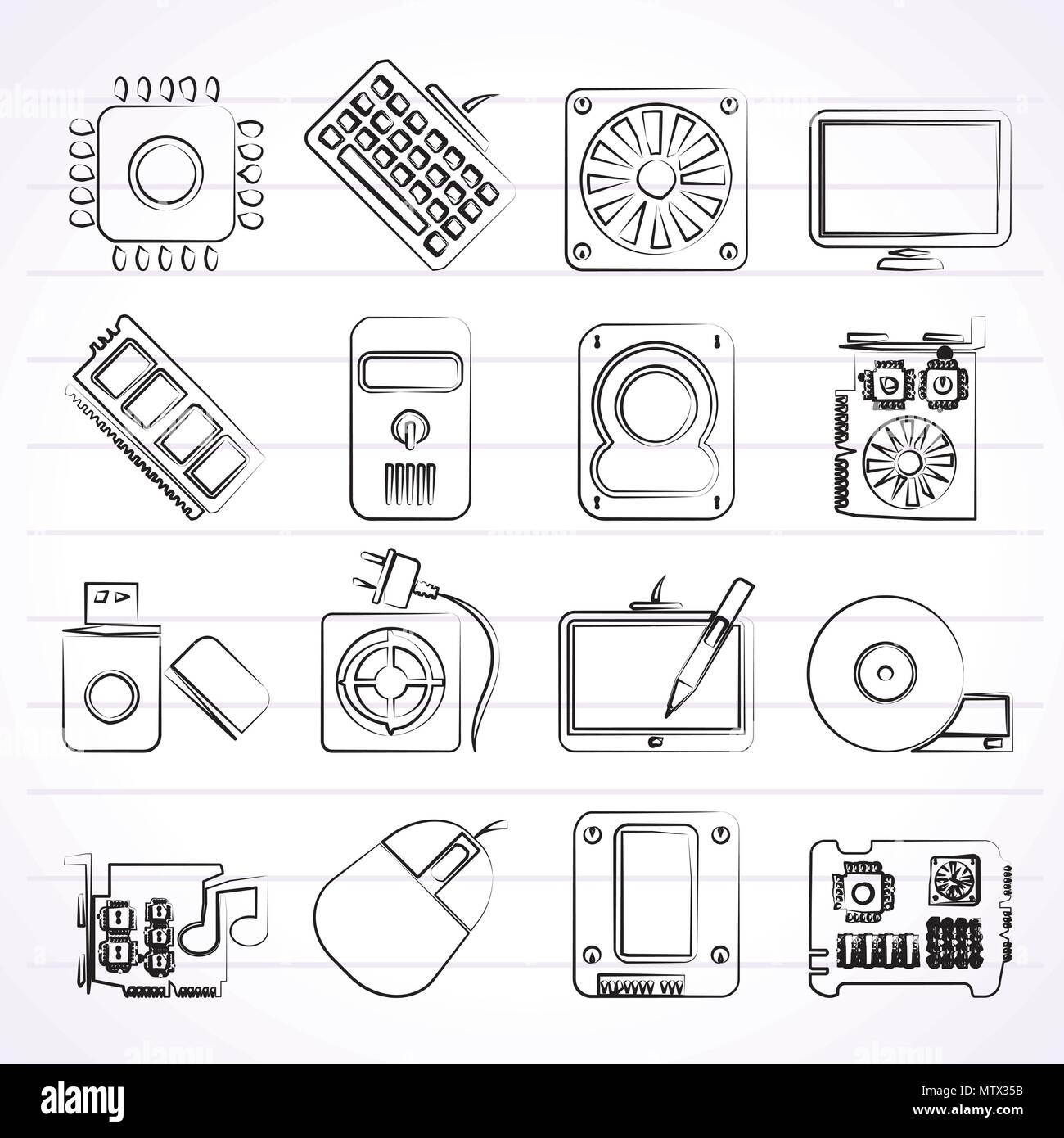 Computer Part Icons Vector Icon Set Stock Vector Image And Art Alamy