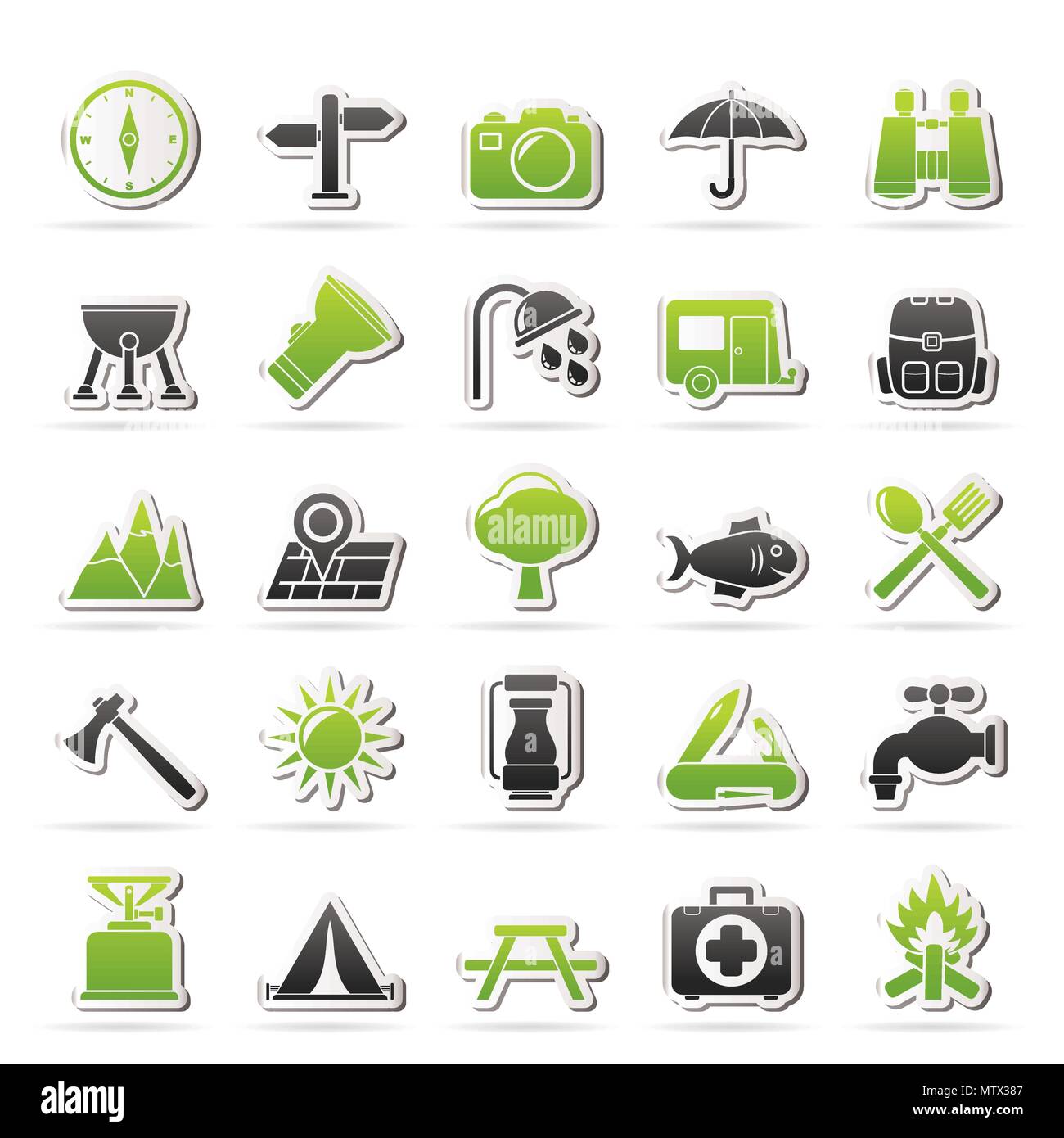 Camping and tourism icons - vector icon set Stock Vector Image & Art ...