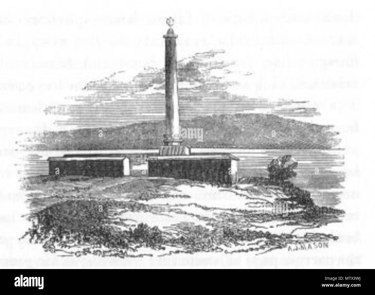 . This is an illustration entitled 'Monument to La Perouse' from Volume 1 of John Lort Stokes' 1846 book Discoveries in Australia. 1846. John Lort Stokes 424 Monument to La Perouse (Discoveries in Australia) Stock Photo