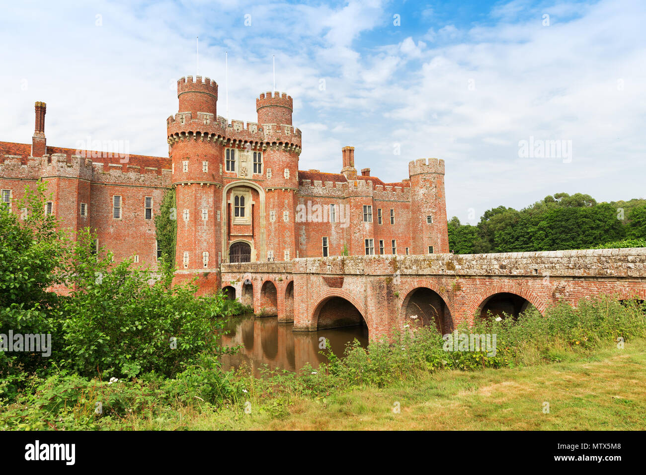 Brick Herstmonceux castle in England East Sussex of 15th century Stock ...