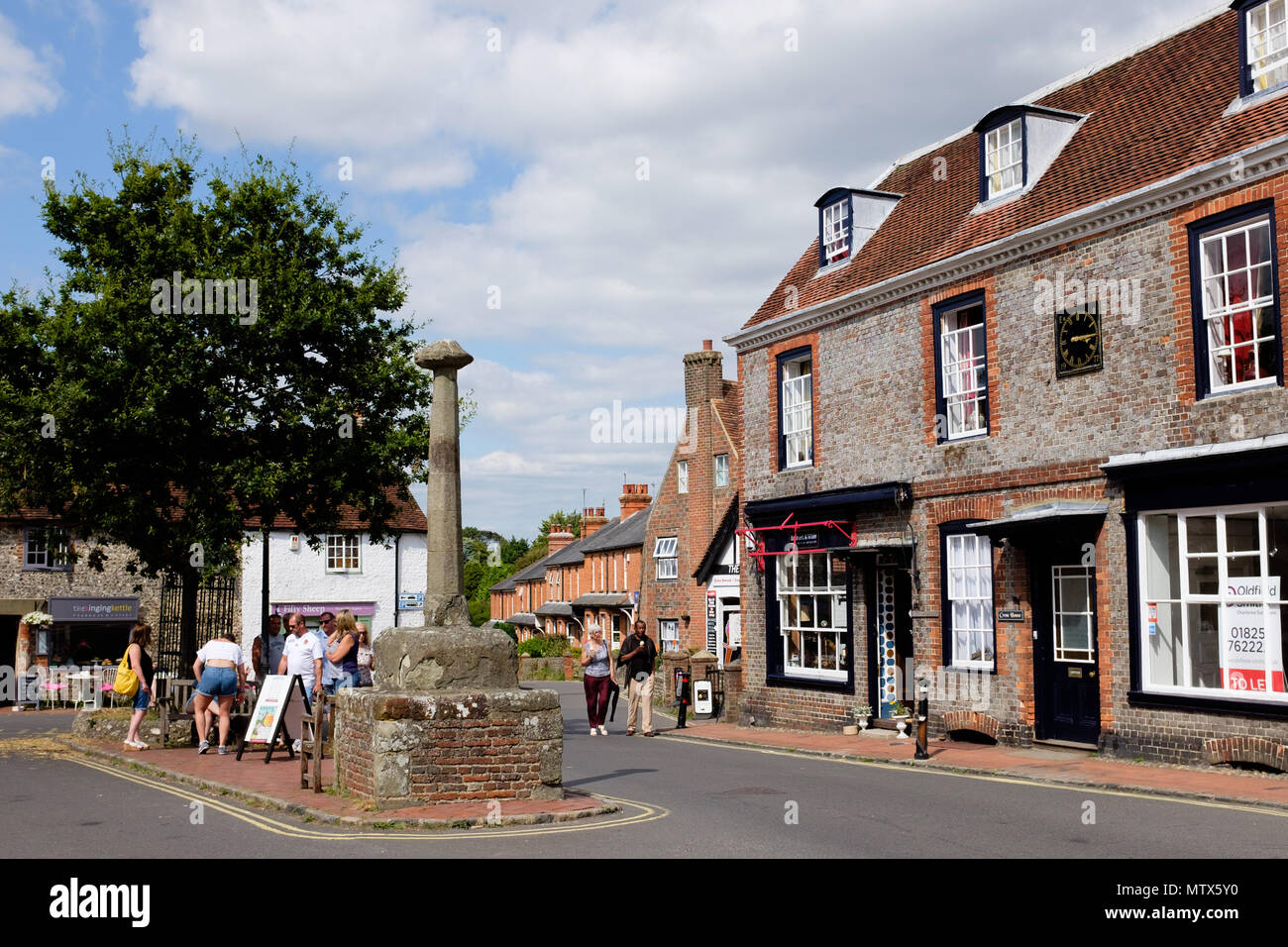 Market Cross in Waterloo Square,  a Grade I Listed Building in Alfriston, East Sussex, England. Stock Photo